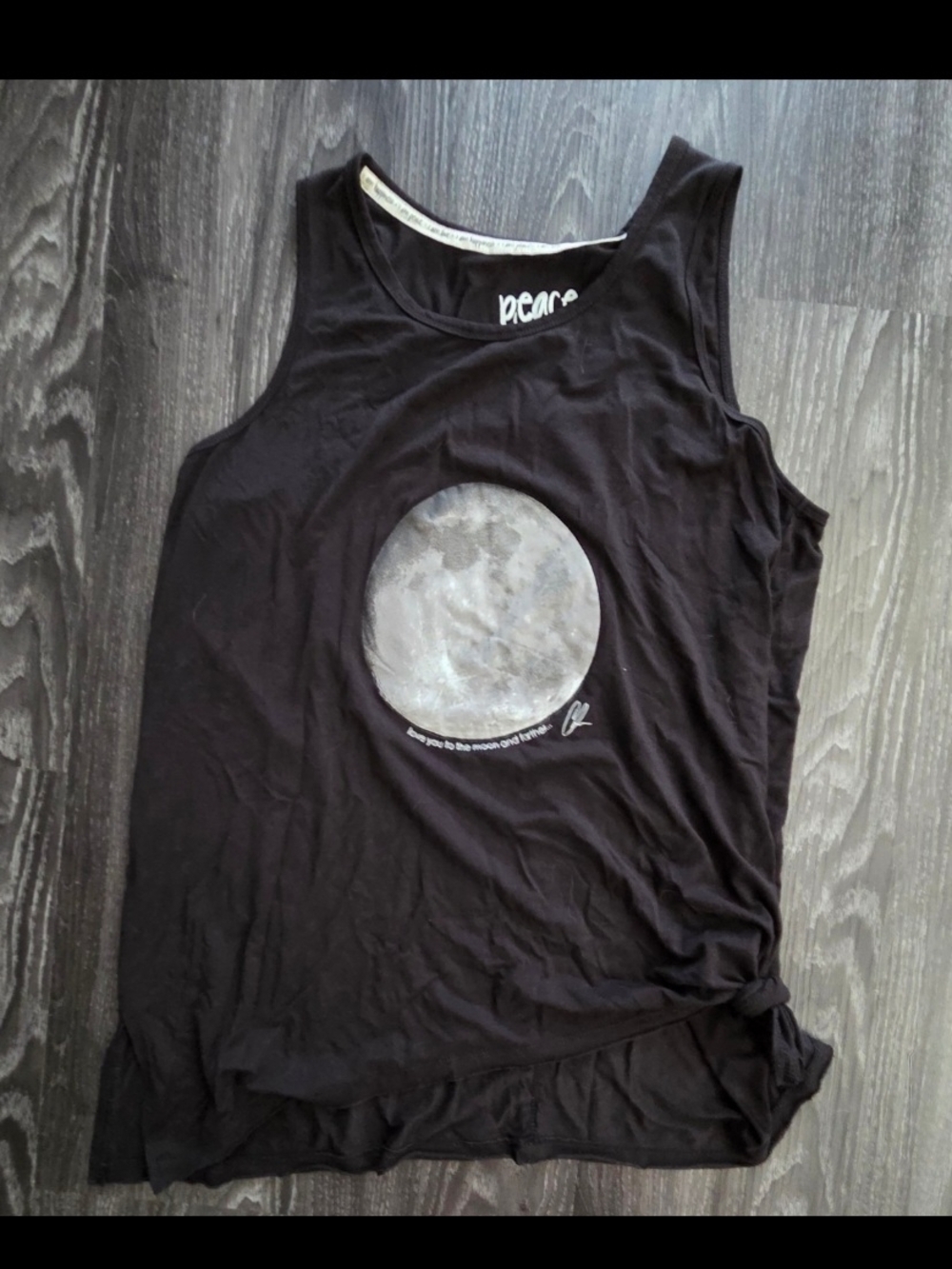 Peace Love World Moon Graphic Tank Top Black Size S Soft Casual